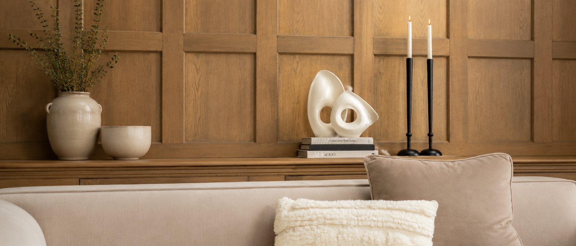 Decorative home details arranged in a calm interior